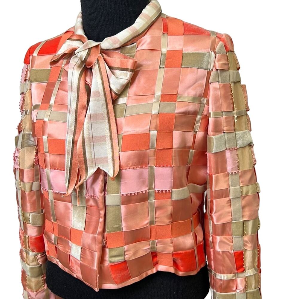 Vintage 1980s Women’s Fiandaca Couture Jacket Alfred Fiandaca ribbon coat